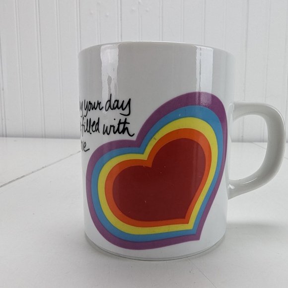 Avon Easter 1983 Coffee Cup Mug Rainbow Heart May Your Day Be Filled with Love - Picture 1 of 6